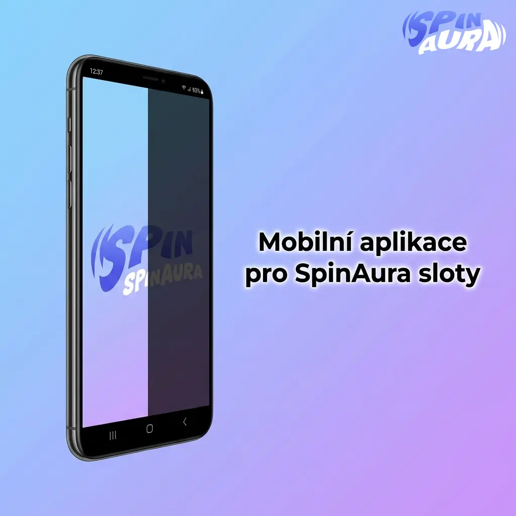Mobilní aplikace SpinAura se sloty, pokladnou, bonusy a spodní navigací Casino, Sport, Pokladna a Účet