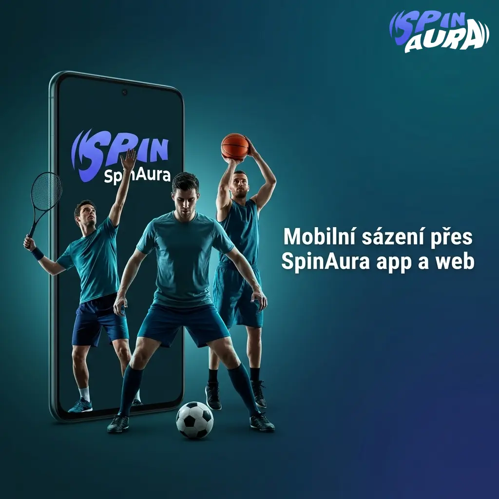Mobilní web SpinAura pro sázení na Androidu a iPhonu bez ověřené aplikace, se sekcemi Sport, Casino a Pokladna