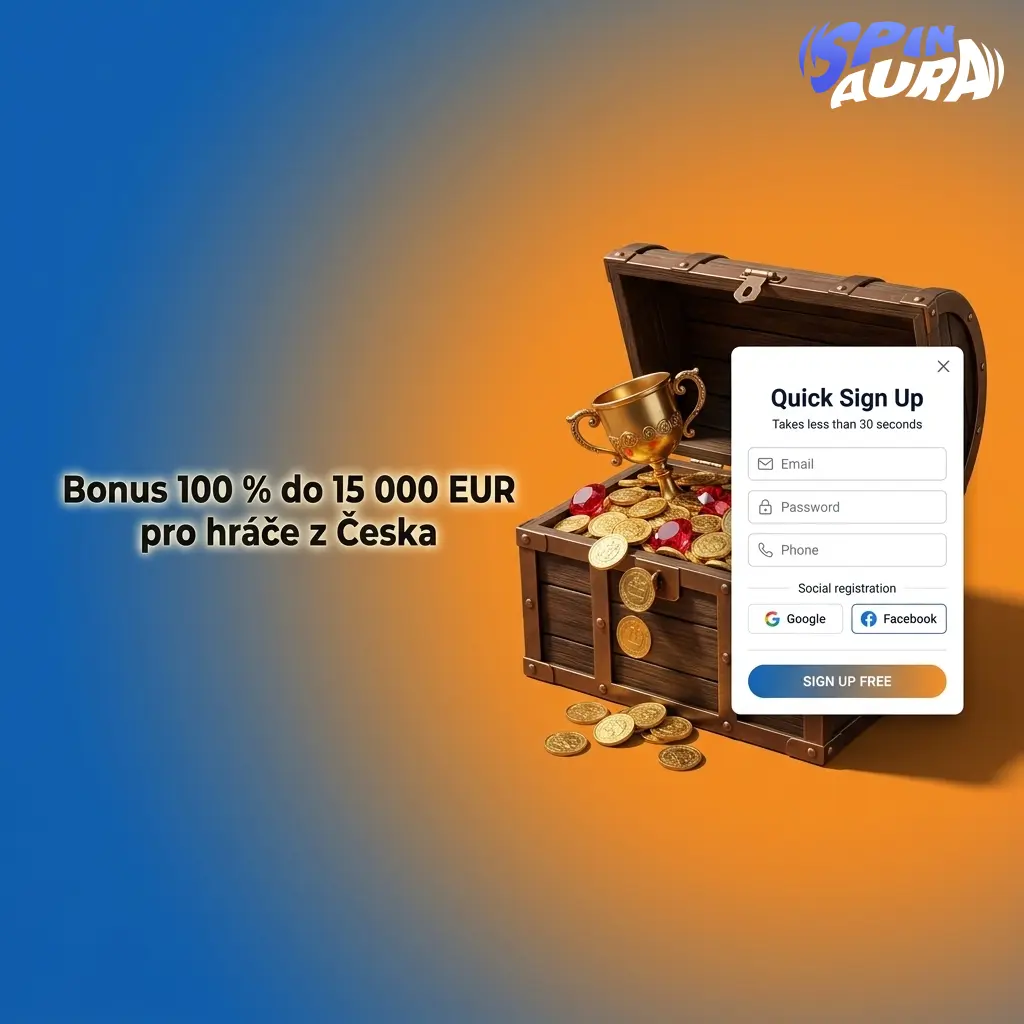 Uvítací bonus SpinAura 100 % do 15 000 EUR a 350 volných zatočení pro hráče z Česka s kódem AURA