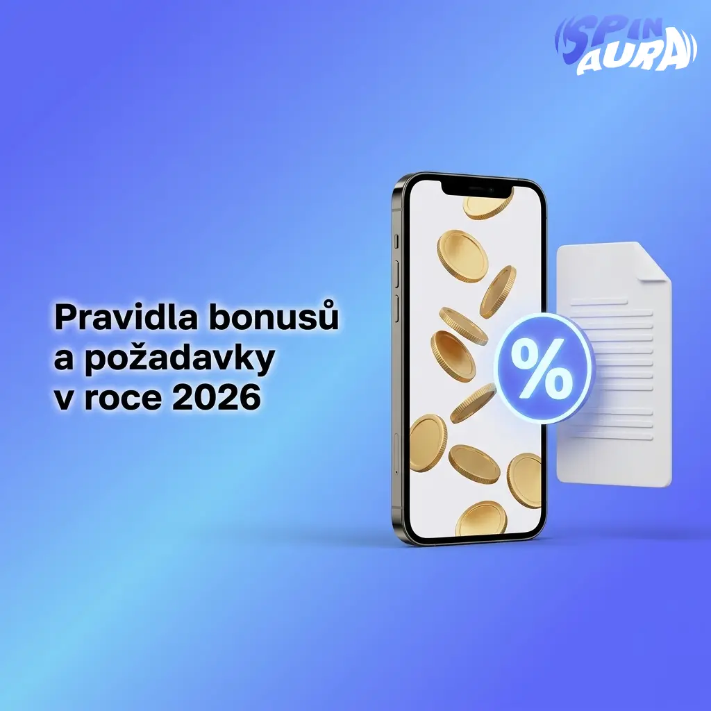 Infografika pravidel bonusů SpinAura 2026 se sázkovými požadavky, limity vkladu a expirací