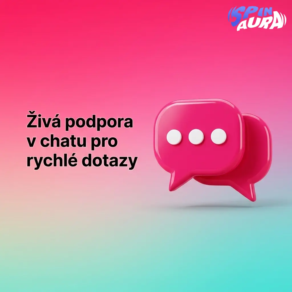 Okno živé chatové podpory SpinAura pro rychlé dotazy k účtu, platbám a ověření dokumentů
